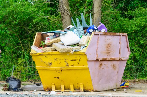 Hoarder clearance team assessing clutter in Edmonton home