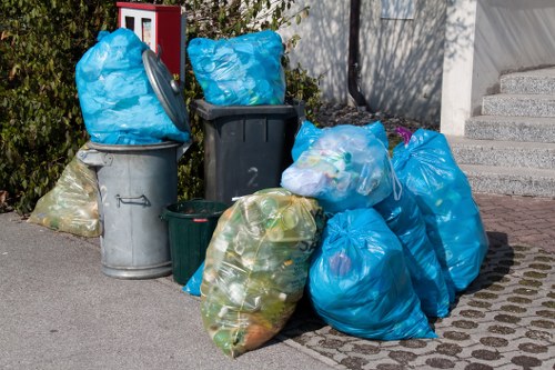 Experts safely removing clutter during hoarder clearance