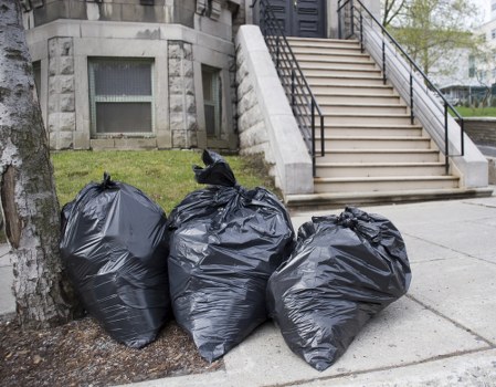 Hoarder clearance process in action with careful removal of items