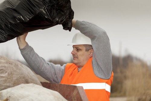 Workers sorting items during clearance